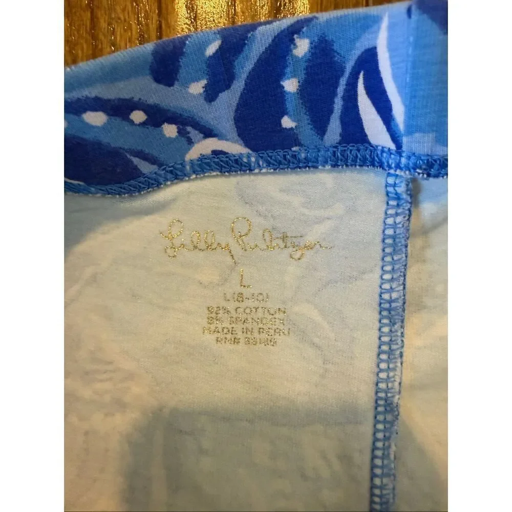 Lilly Pulitzer girls leggings south ocean print blue size large 8/10